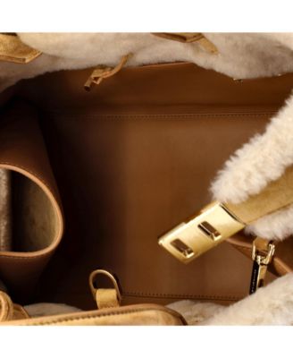 Medium Hug Top Handle Bag Suede and Shearling