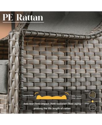 5 Piece Outdoor Patio Furniture Set,Wicker Conversation Set with Comfy Deep Sofa,Wide Armrest Chairs with Ottoman for Outside Porch Balcony