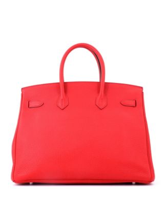 Birkin 35 Handbag Red Togo with Palladium Hardware