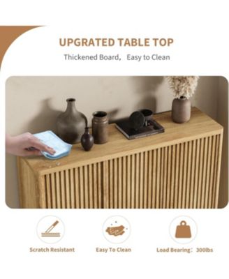 46-Inch Wooden Shoe Cabinet with Adjustable Shelves, Fluted-Door Large Shoe Storage Organizer, Holds 30–35 Pairs