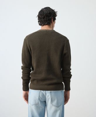 Men's Medium Knit Microstructure Cardigan Sweater