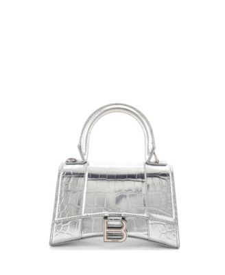 XS Hourglass Top Handle Bag Embossed Leather