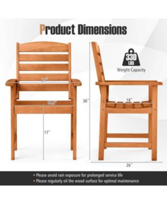 Solid Wood Outdoor Dining Chairs with Slatted Design