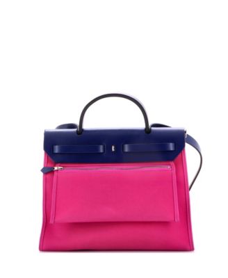 Pre-Owned HERMES 31 Herbag Zip Leather and Toile