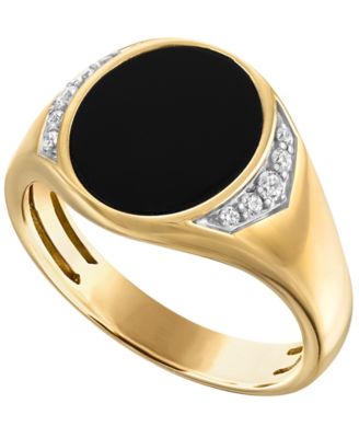 Esquire Mens Jewelry White Diamond 18 ct tw and Black Onyx Ring in 14k Gold-Plated Sterling Silver - Gold-Plated Sterling Silver 563$
