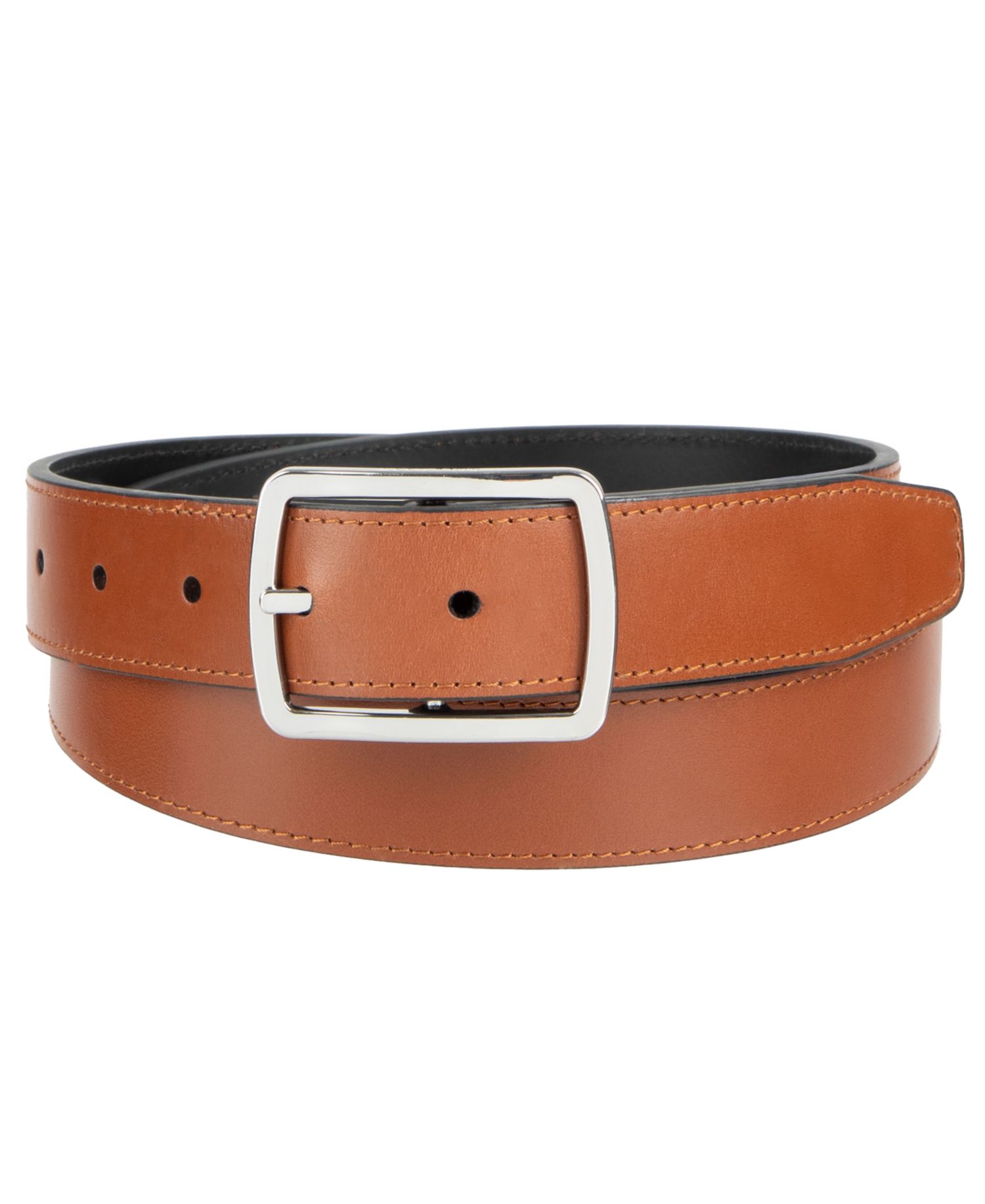 32MM Men's Center-Bar Reversible Leather Belt