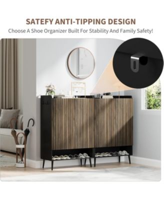 Modern Freestanding Shoe Cabinet for Entryway Featuring Adjustable Shelves and Convenient Doors for Organized Storage