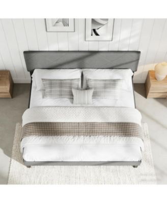 Noise-Free Upholstered Bed Frame –Platform with Diamond-Stitched Padded Headboard, Wooden Slats Support, Durable MDF, Easy Assembly