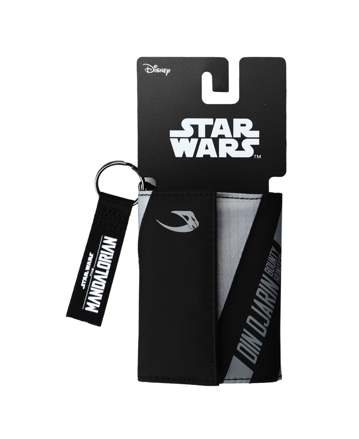 Мужской кошелёк Star Wars: The Mandalorian Din Djarin The Mandalorian Tri-fold Wallet with Keychain Clip, цвет: Чёрный — фото 4