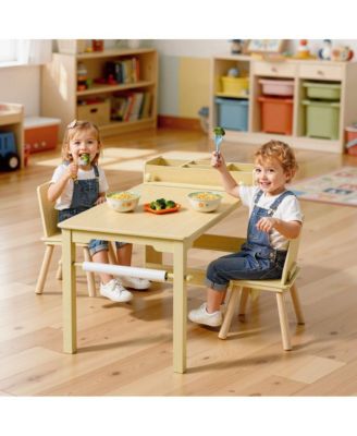 Kids Art Table and Chair Set with 3-Tier Storage Cabinet