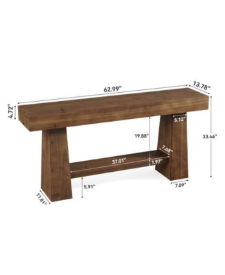 Solid Wood Console Table, 63-Inch EntrywayTable with Storage, Long Wooden Sofa Table Behind Couch for Entryway, Hallway, Foyer, Living Room