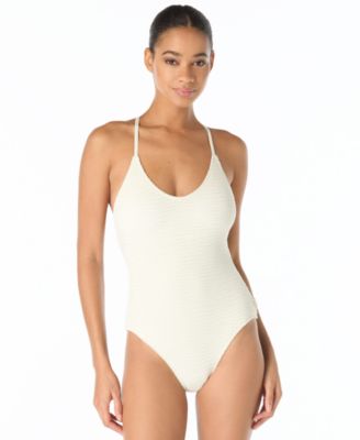 Women's Beaded Back Strap Scoop Neck One Piece Swimsuit