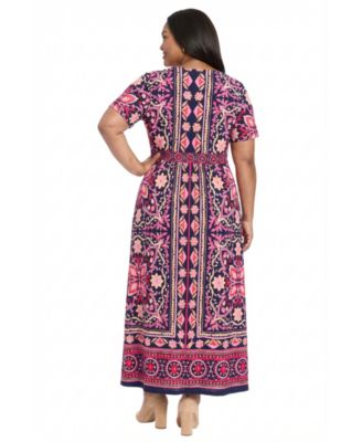 Plus Size V-Neck Short-Sleeve Maxi Dress