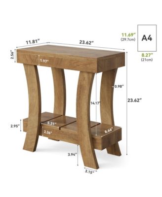 2-Tier Rectangular End Table Set of 2, Narrow Side Table, Small Night Stand for Bedroom, Living Room, Small Spaces