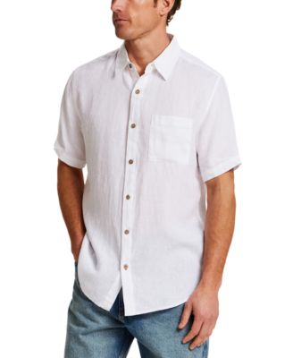 Men's Regular-Fit Solid Button-Down Linen Shirt