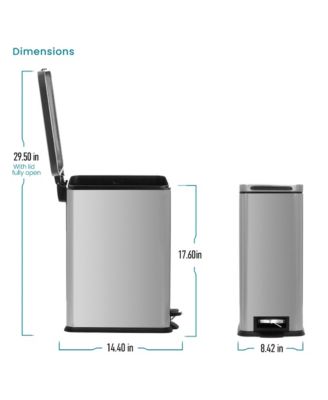 4 Gallon Slim Stainless Steel Kitchen Trash Can with Step Pedal and Soft Close Lid