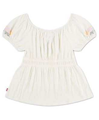 Girls' 7-16 Smocked Puff-Sleeve Top