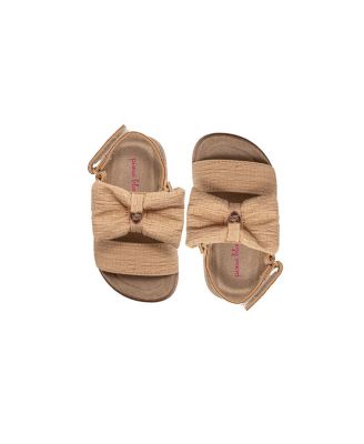 Little Girls Sandals – Cute Footbed Sandals and Flat Summer Shoes with Puffy Bow