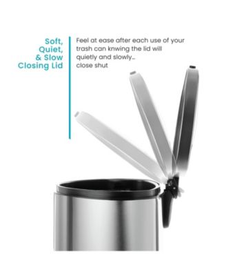 12 Gallon Semi-Round Stainless Steel Kitchen Trash Can with Step Pedal and Soft Close Lid