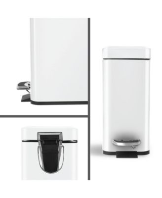 1.3 Gallon Slim Stainless Steel Trash Can with Step on Pedal and Soft Close Lid