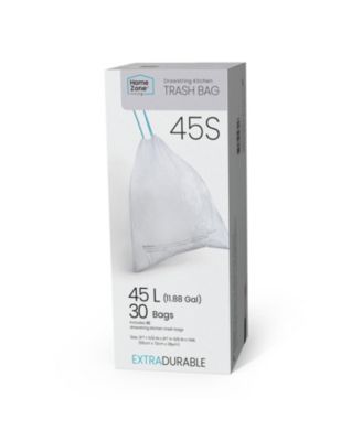 Code 45S Drawstring Kitchen Trash Bags Custom Fit for 12 Gallon Bins, 30-Count