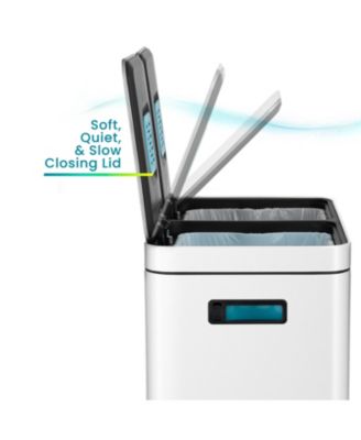 16 Gallon Stainless Steel Kitchen Trash and Recycling Can with CleanAura Odor Control and Soft Close Lids