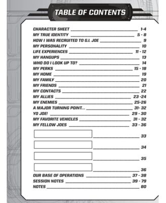 G.I. JOE Roleplaying Game Character Journal