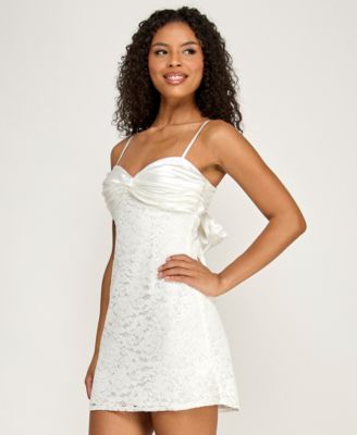 Juniors' Corded Sweetheart Neck Dress