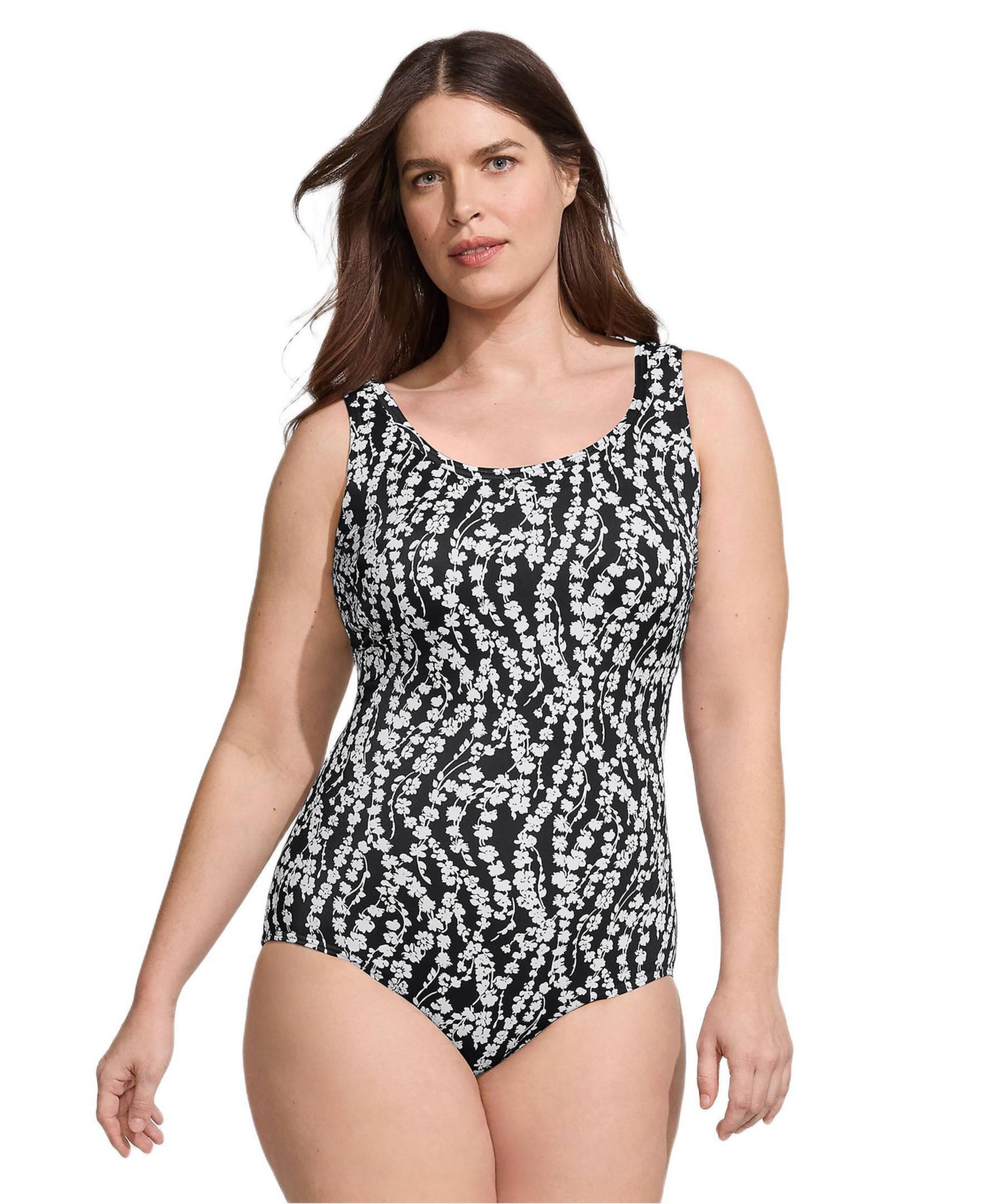 Plus Size Long Tugless Low Leg One Piece Swimsuit