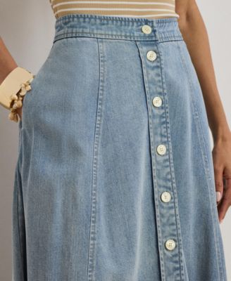 Women's Button-Front Denim Midi Skirt