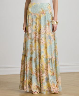 Women's Floral Tiered Maxi Skirt