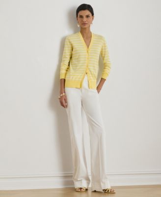 Women's Striped V-Neck Cardigan