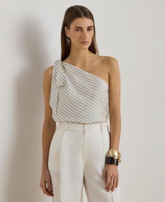 Women's Striped One-Shoulder Blouse