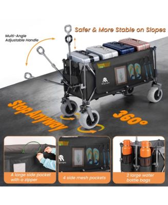 Extended Heavy-Duty Foldable Utility Wagon - All-Terrain Wheels, 560lbs Capacity for Beach, Sports and Garden