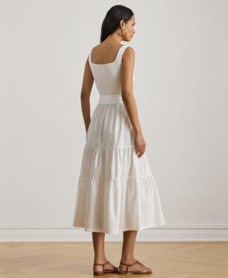 Women's Square Neck Tiered Midi Dress