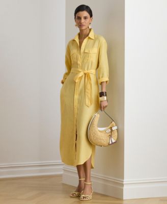 Women's Point Collar Midi Shirt-Dress