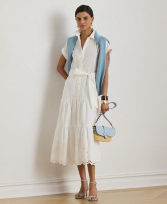 Women's Short-Sleeve Tiered Shirt-Dress