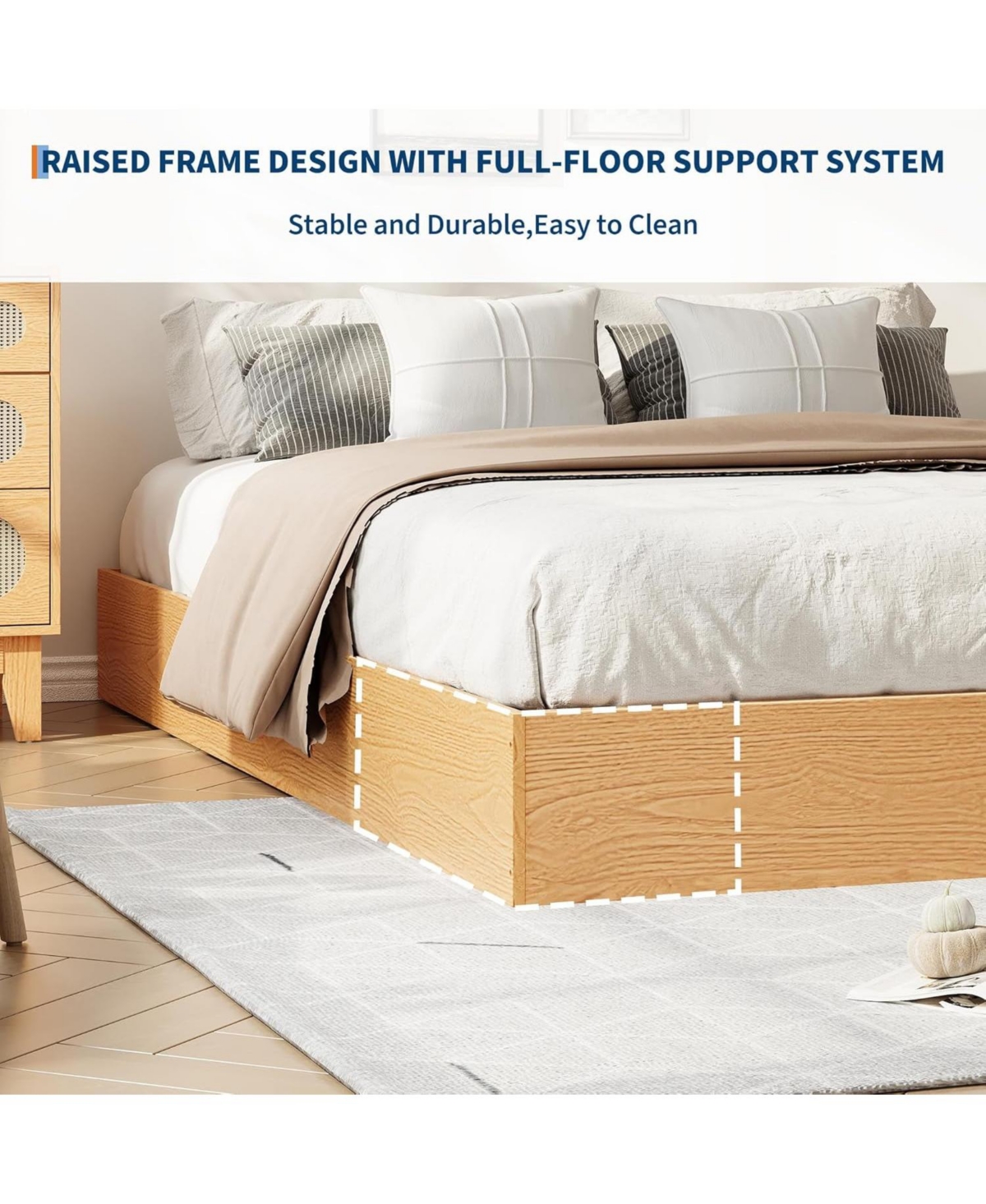 gaomon Wood Platform Bed Frame Minimalist Wooden Bed Slat Support No Box Spring Easy Assembly