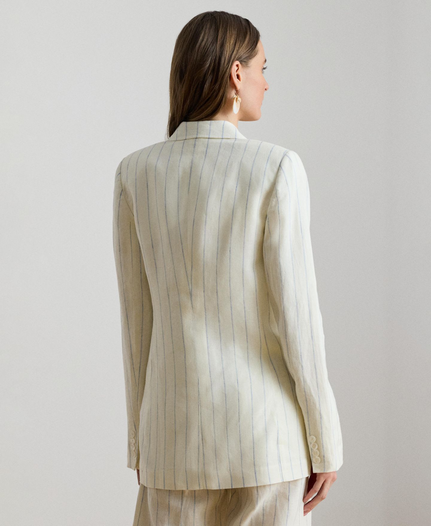 Женский пиджак Lauren Ralph Lauren Striped Double-Breasted Blazer, цвет: Белый / Синий разноцветный — фото 5