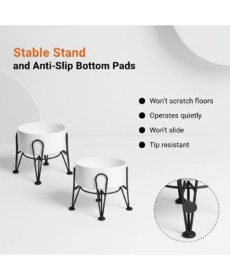 Elevated Dog Ceramic Bowl Set 2 Pack with Anti-slip Non-tip Metal Stand for Dogs Food Water Feeding