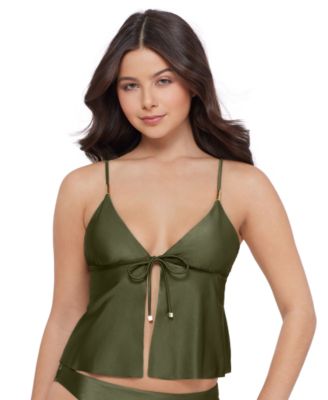 Women's Tie-Front Crop Tankini Top