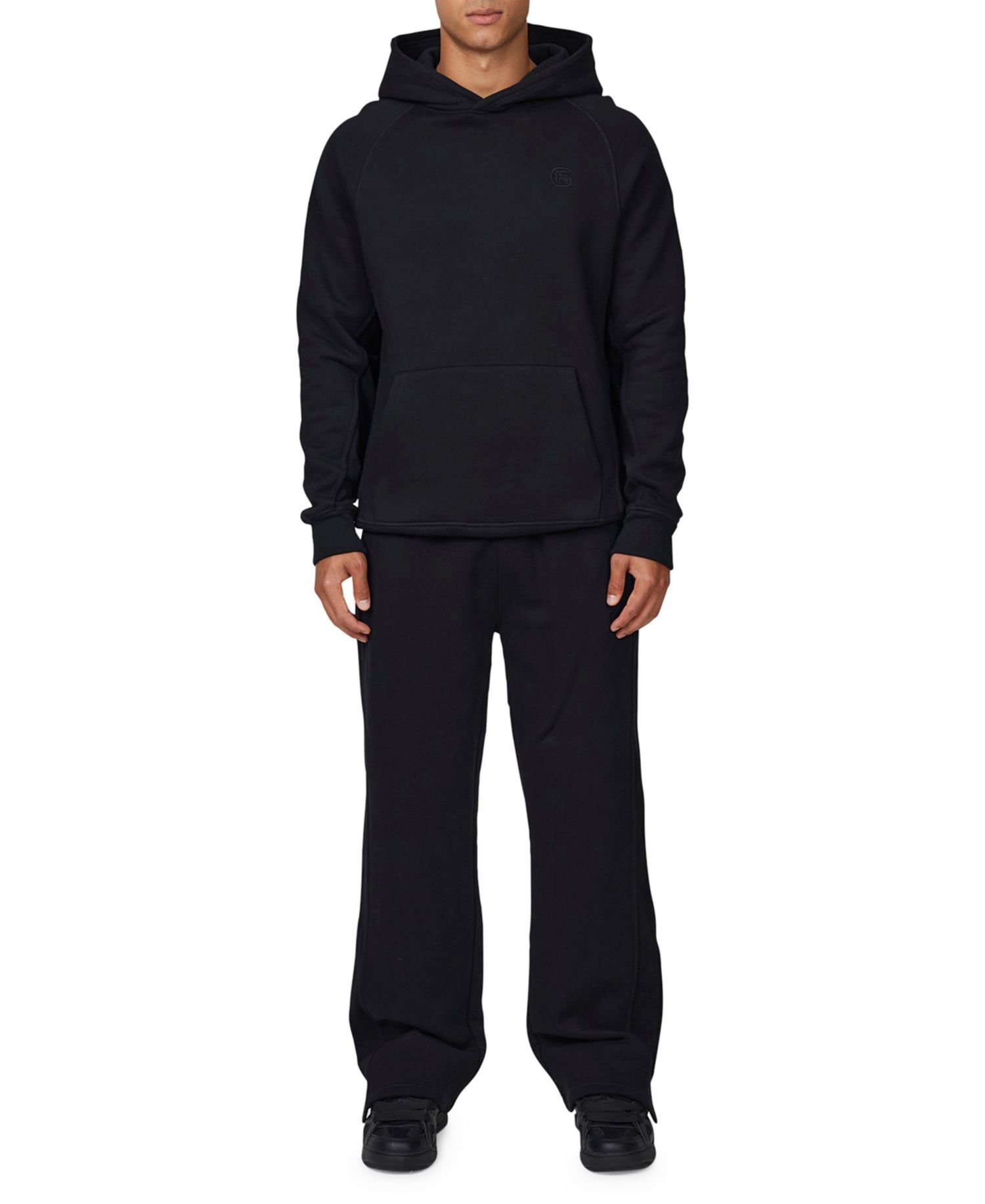 Men's Ribbed Emblem Pullover Hoodie