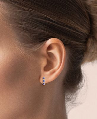 Sapphire (1/3 ct. t.w.) & Diamond (1/5 ct. t.w.) Oval Hoop Earrings in 14k Rose Gold (Also in White Gold and Yellow Gold)