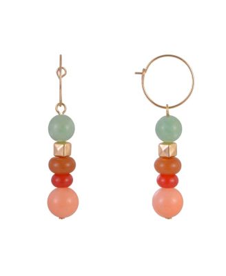 Hoop Earrings with Aventurine Beafs