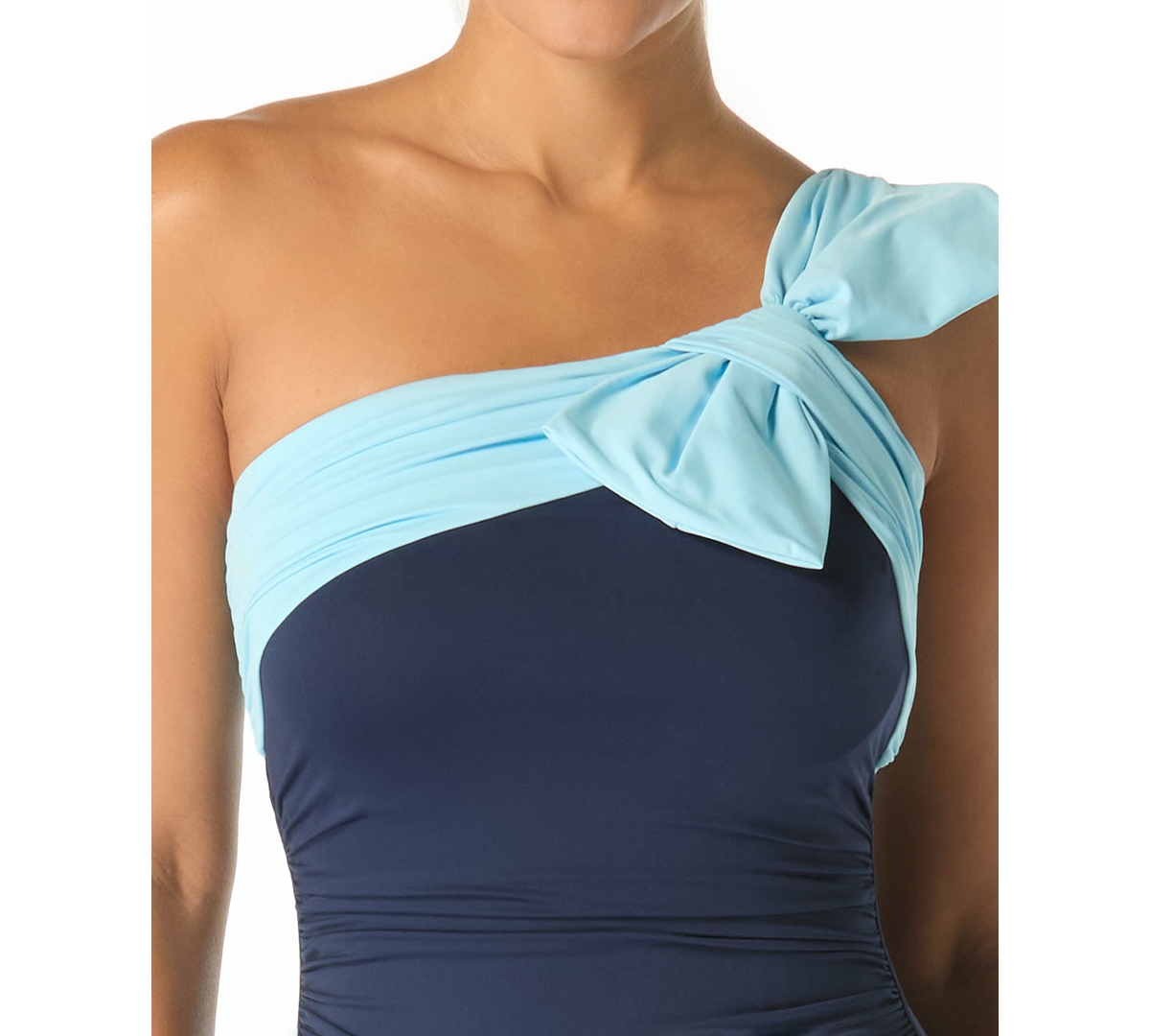 Carmen Marc Valvo Women's One-Shoulder Bow One-Piece Swimsuit