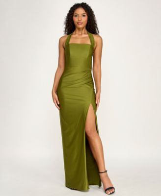Juniors' Halter Tie Back Long Dress