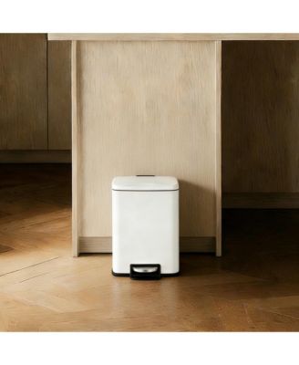 1.3 Gal./5 Liter Rectangular Matt White Step-on Trash Can for Bathroom and Office