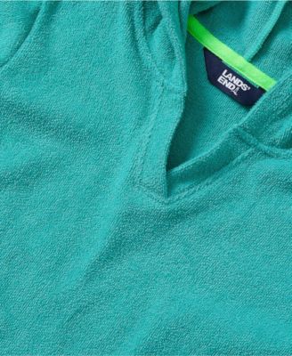 Girls Long Sleeve Hooded Front Pocket Terry Cloth Swimsuit Cover-Up