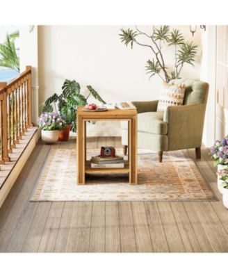 Solid Wood End Table, 2-Tier Farmhouse Side Table with Storage Shelves(2 Pcs)