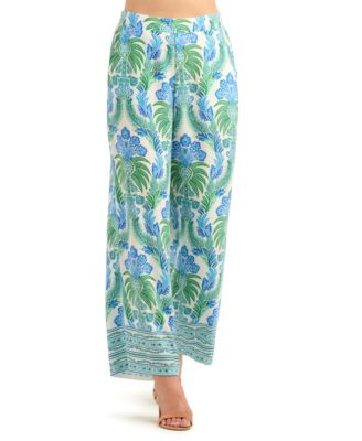 Women's Printed Wide-Leg Mid-Rise Pants